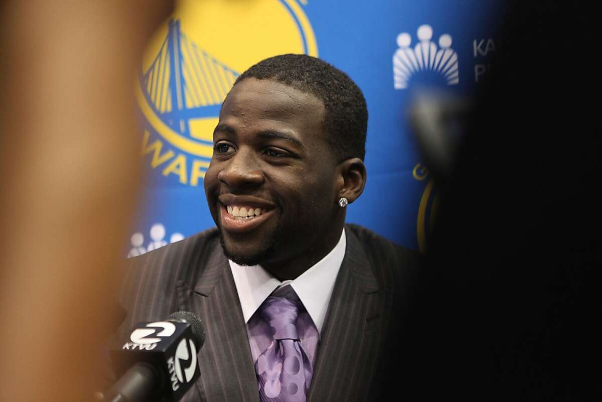 The Golden State Warriors introduce their new draft picks including Draymond Green in Oakland, Calif., on Monday, July 2, 2012.
