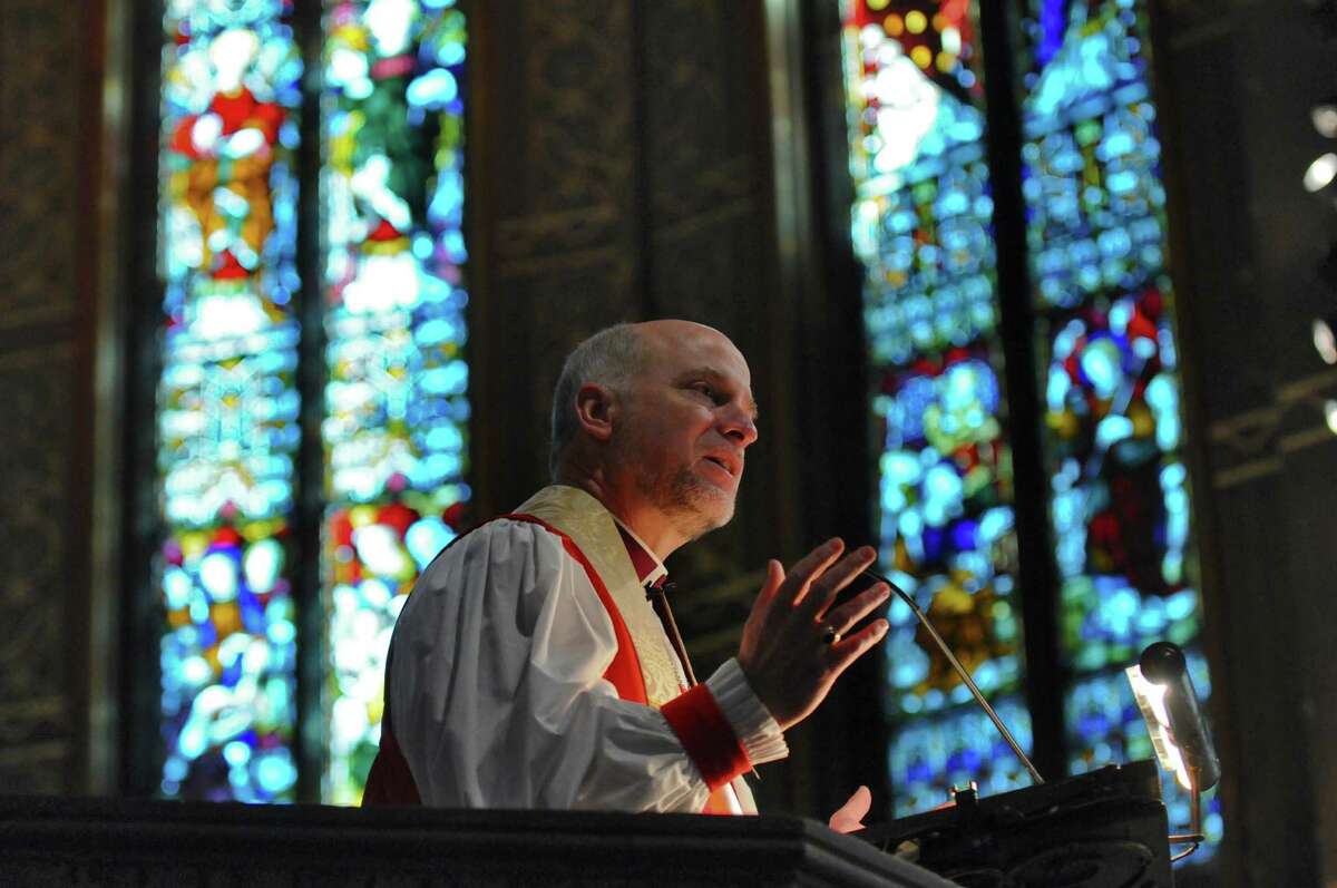 The Right Reverend William H. Love, Bishop of Albany, delivers the sermon at St. Peter's Episcopal Church during a service to begin the church's year-long celebration of its 300th anniversary, on Sunday Feb. 5, 2012 in Albany, NY. (Philip Kamrass / Times Union )