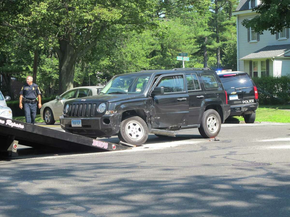 Two vehicles collided in the intersection of Old Post and Beach roads in Fairfield, Conn. on Tuesday, July 3, 2012.