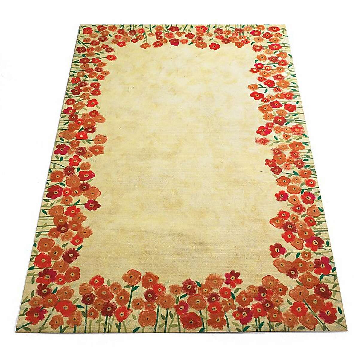Bold orange floral rugs