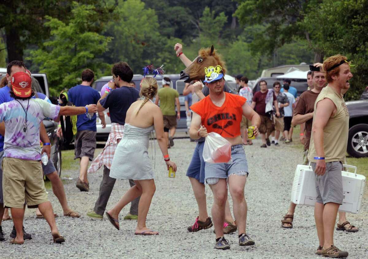 Phish fans engage in merriment at Lee's Park campground in Saratoga Springs N.Y. Saturday July 7, 2012. (Michael P. Farrell/Times Union)