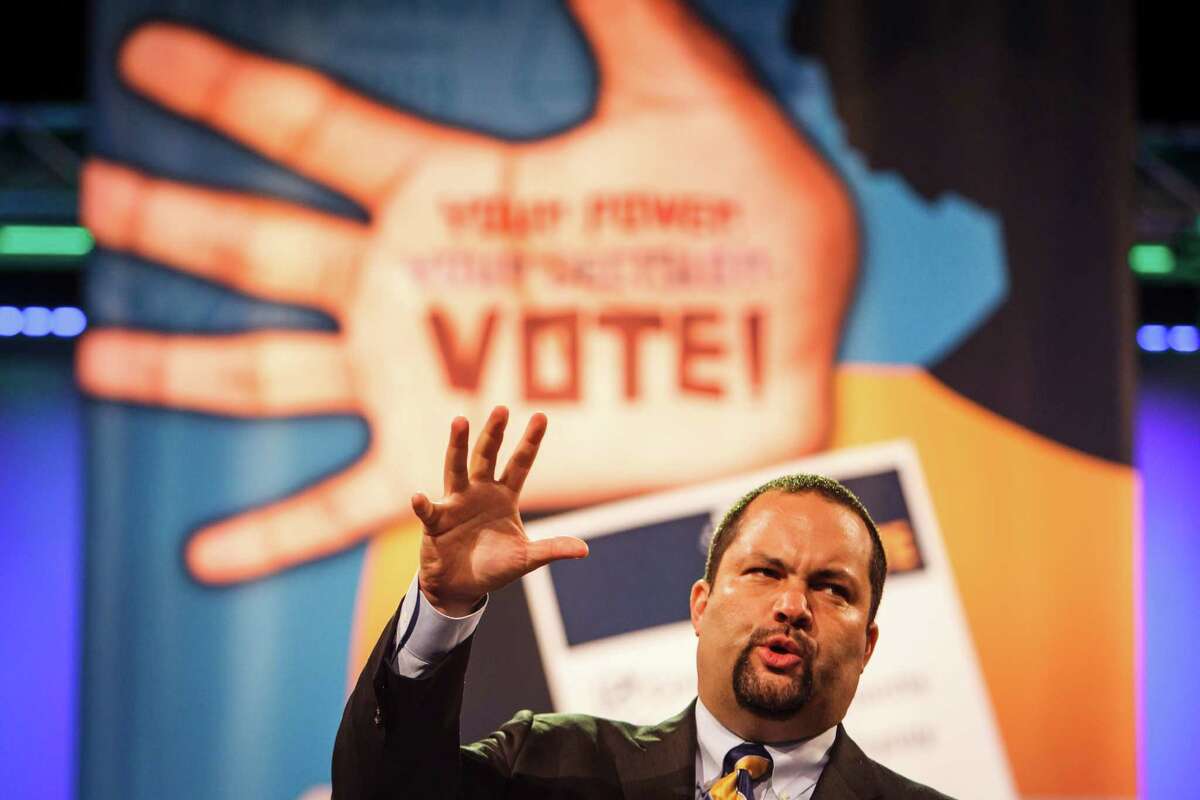 NAACP President and CEO Ben Jealous urged convention goers Monday to "overcome the rising tide of voter suppression" by stepping up voter registration.