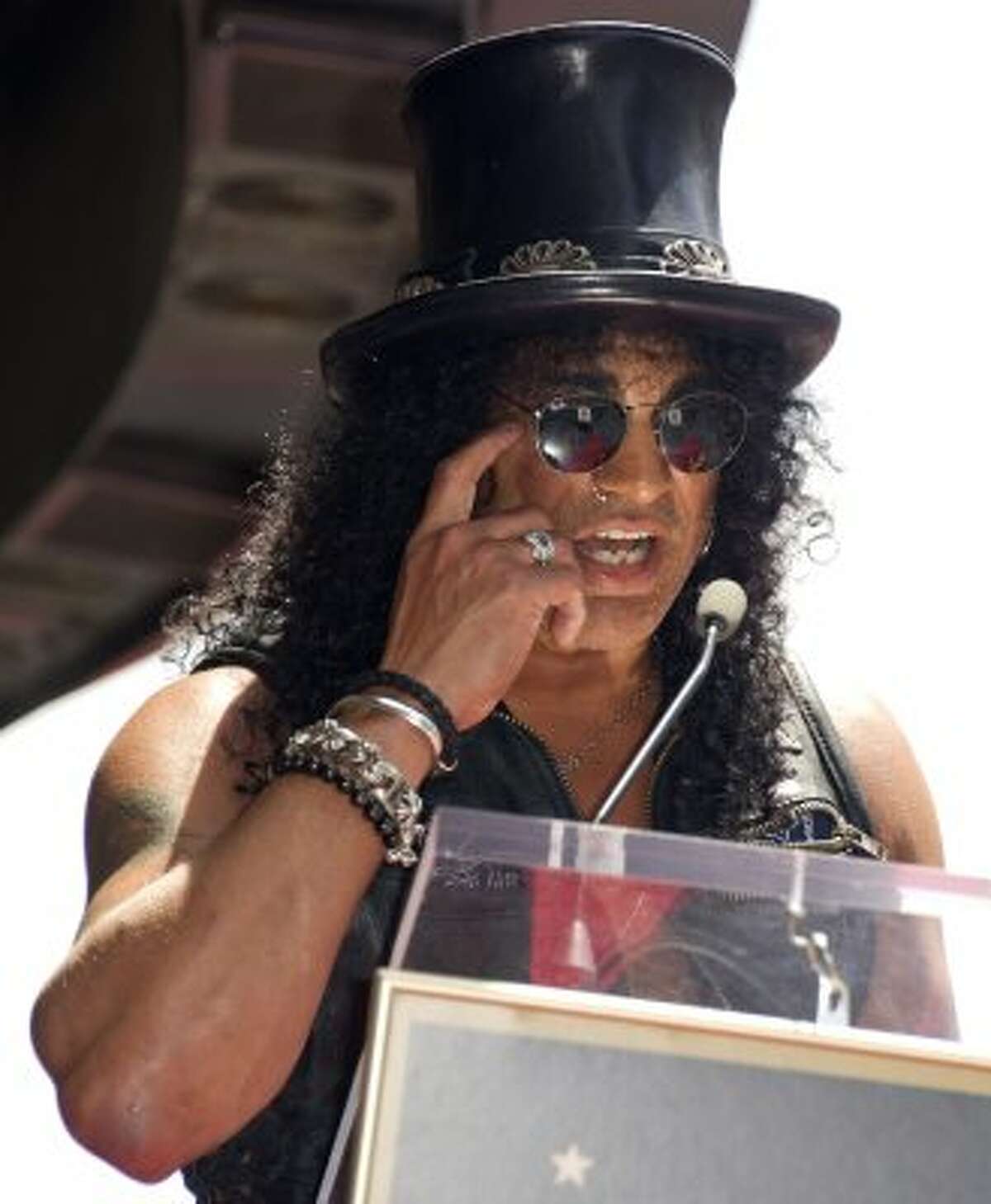 Musician and songwriter Slash (Saul Hudson) is a honored with a Star on the Hollywood Walk of Fame on July 10, 2012 in Hollywood, California. (JOE KLAMAR / AFP/Getty Images)