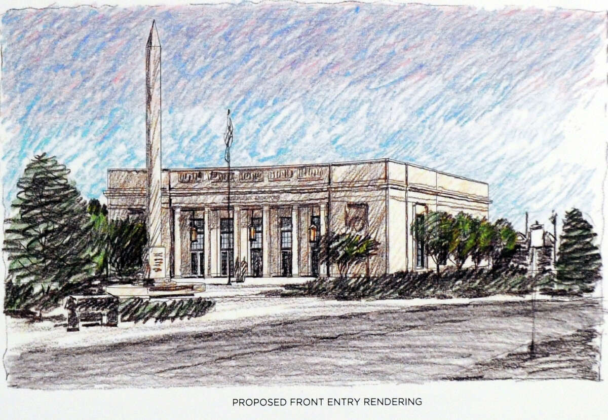 A rendering of the proposed front entry to the former Greenwich Avenue post office that is being leased to Restoration Hardware.