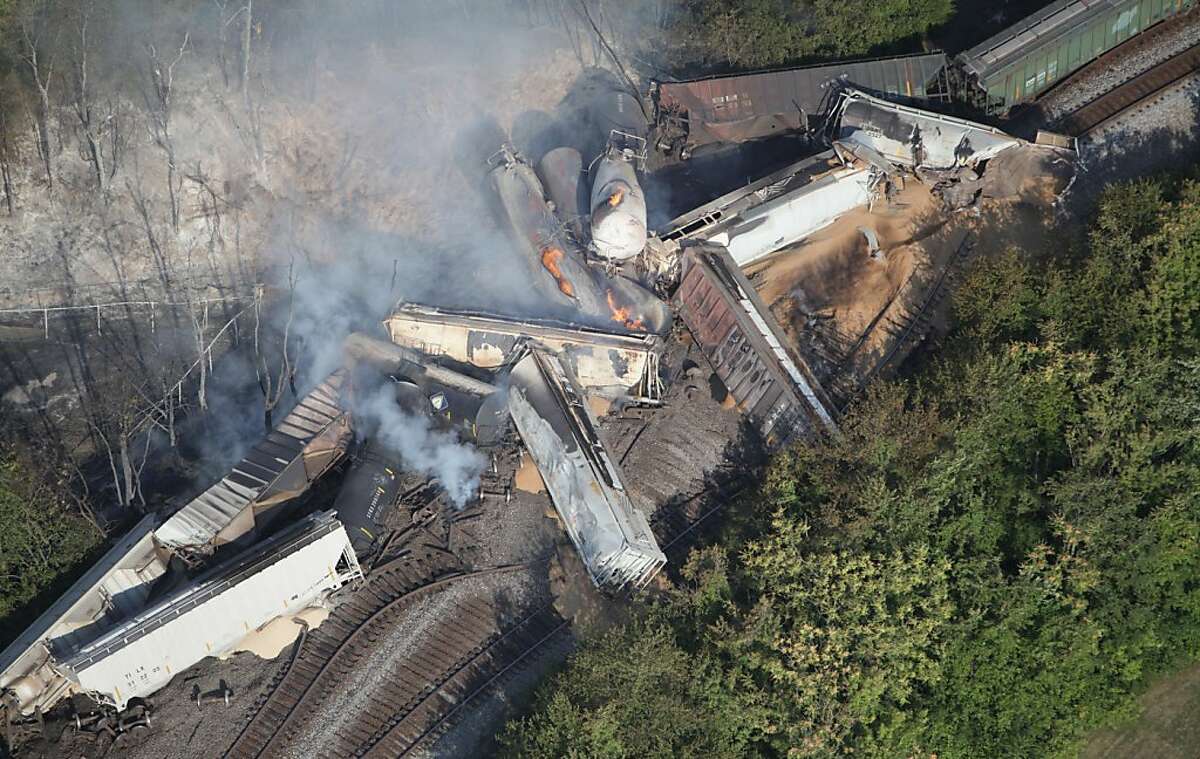 Ohio freight train derails, causing fiery blast
