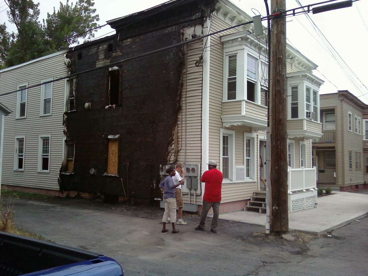 The site of a suspected arson at 22 118th Street in Troy Sunday, July 15, 2012. (Lauren Stanforth, Staff writer)