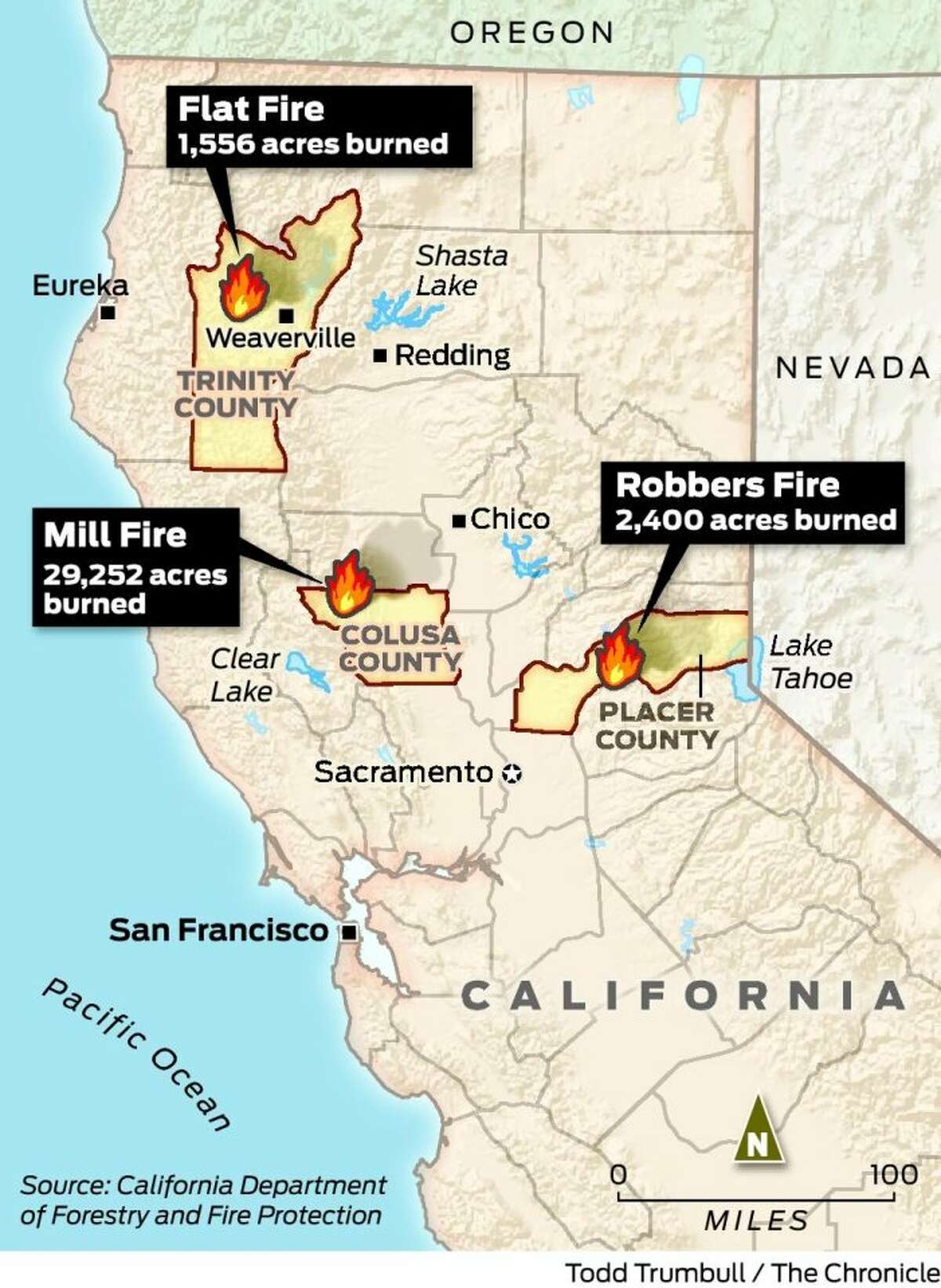 Crews battle 3 Northern California fires