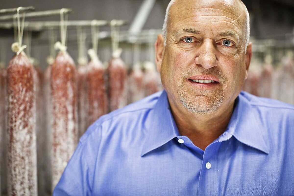Frank Giorgi, president of Molinari & Sons, one of the few remaining family-owned salame businesses in the Bay Area, stands in one of the companies drying rooms on Tuesday, July 17, 2012 in San Francisco, Calif.