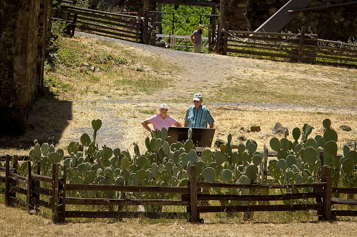A couple looks at the experimental cactus garden at Jack London State Park in Glen Ellen, Calif., on Friday, July 13th, 2012.