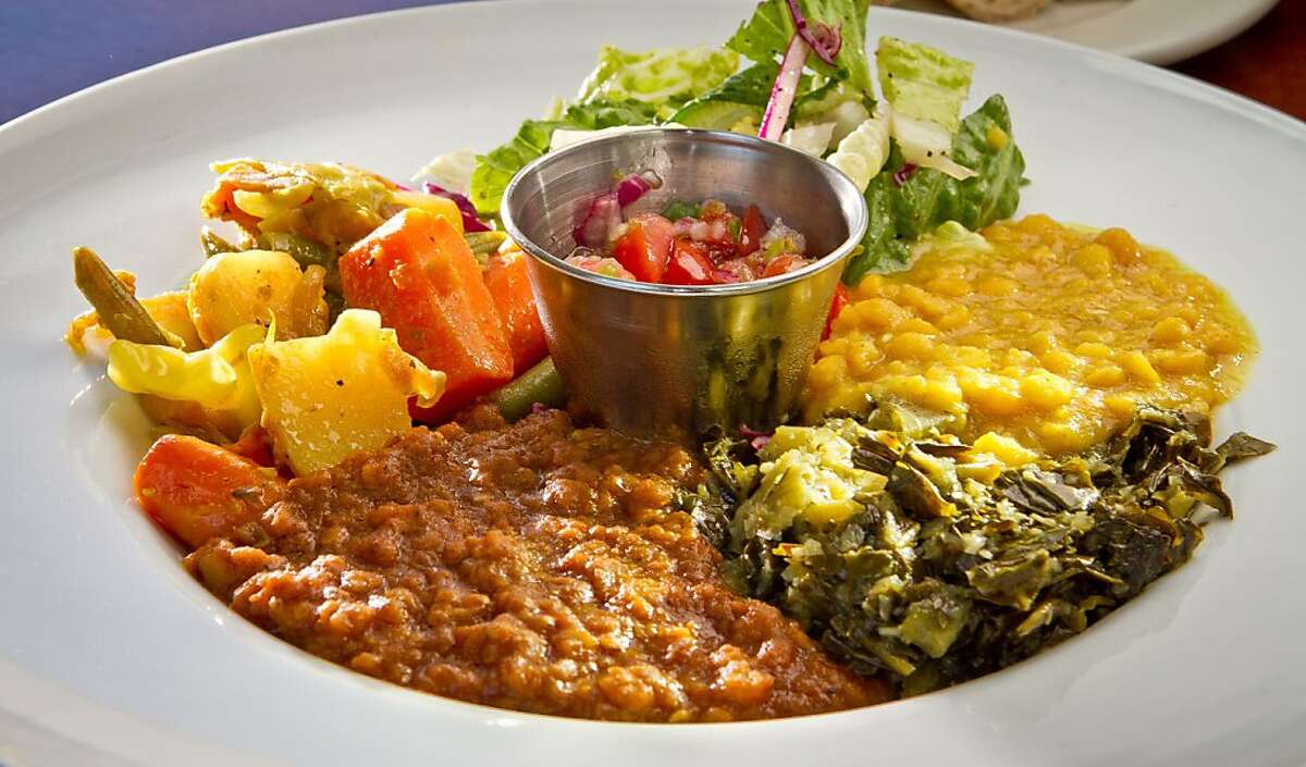The Veggie Combo at Moya Ethiopian Eatery & Cafe in San Francisco, Calif., is seen Thursday, July 18th, 2012.