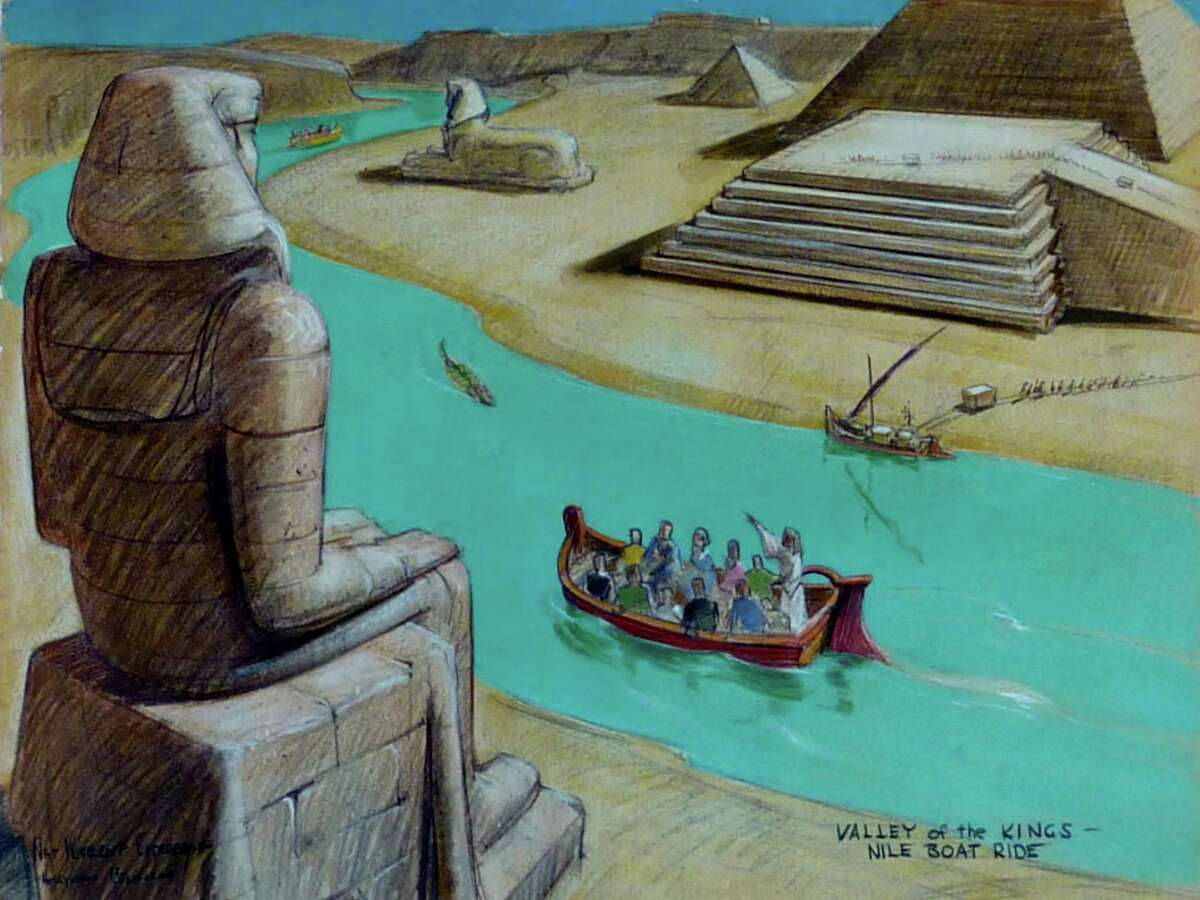 An artist's rendering shows Bible Storyland's Valley of the Kings Nile Boat Ride.