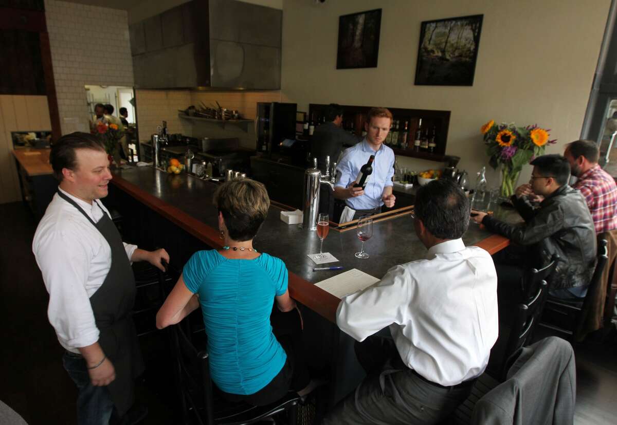 Chef Evan Rich chats with diners on opening night at Rich Table. (Lance Iversen / The Chronicle)