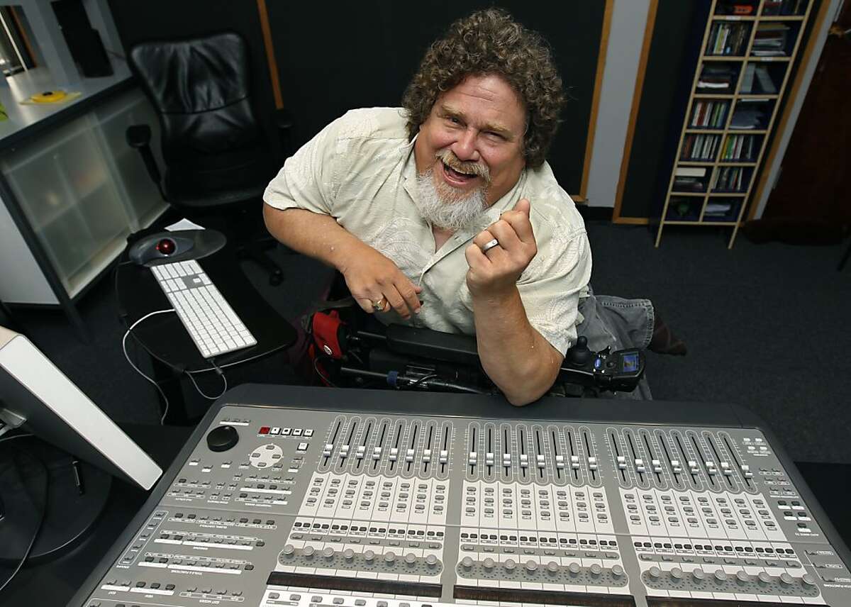 Sound editor Jim LeBrecht mixes audio tracks for a film in his studio in Berkeley, Calif. on Friday, June 22, 2012.