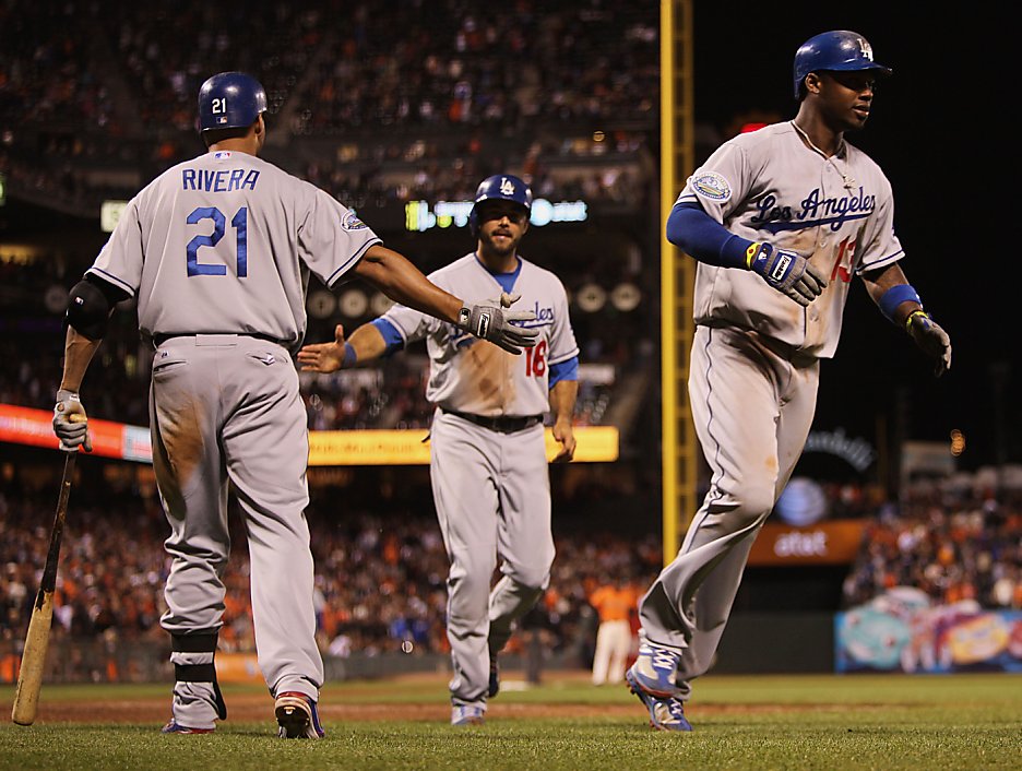 Hanley Ramirez #13 of the Los Angeles Dodgers runs the bases