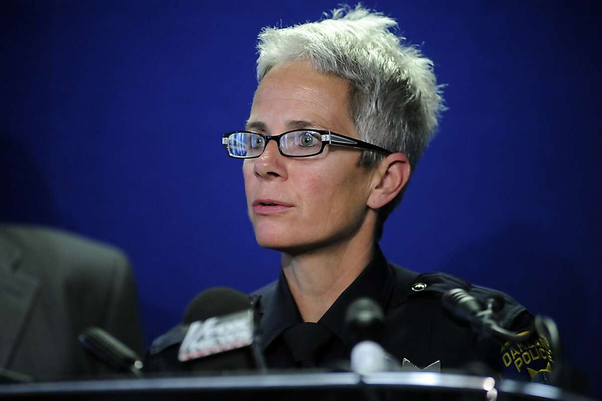 Sgt. Johnna Watson briefs the media during a press conference at Oakland Police Department Headquarters regarding the shootings at Oikos University in Oakland CA Monday March 2nd, 2012