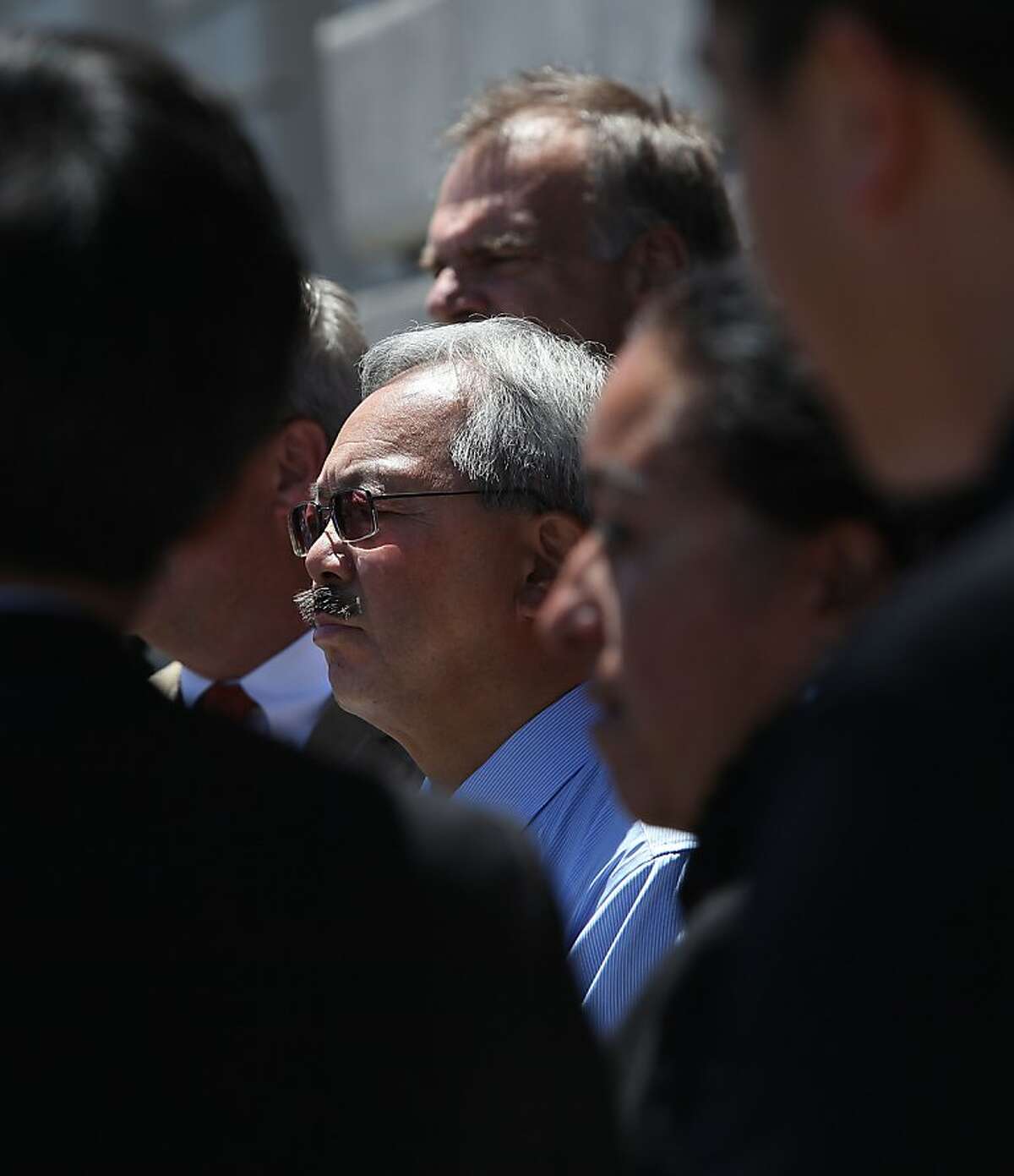 Mayor Ed Lee in front of San Francisco city hall in July.