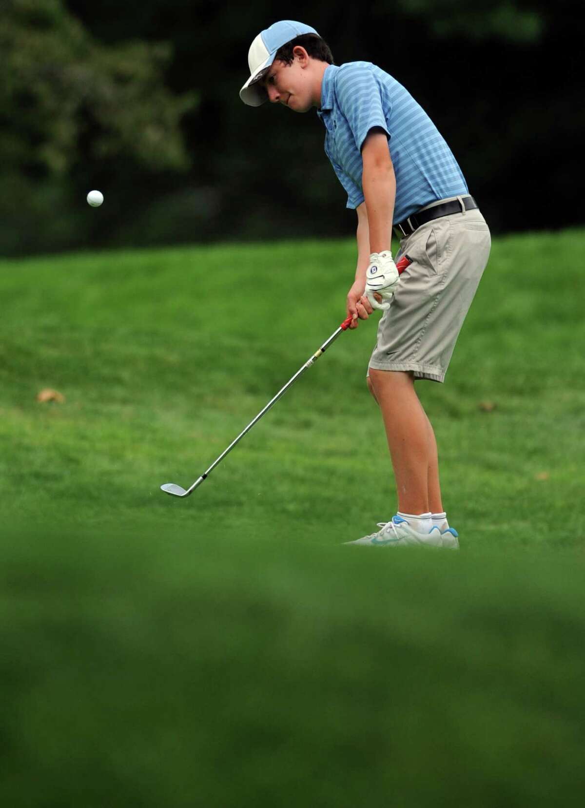 Connor O'Brien, of Norwalk, competes in the Borck Memorial Golf Tournament Wednesday, August 1, 2012 at Mill River Country Club in Stratford, Conn.