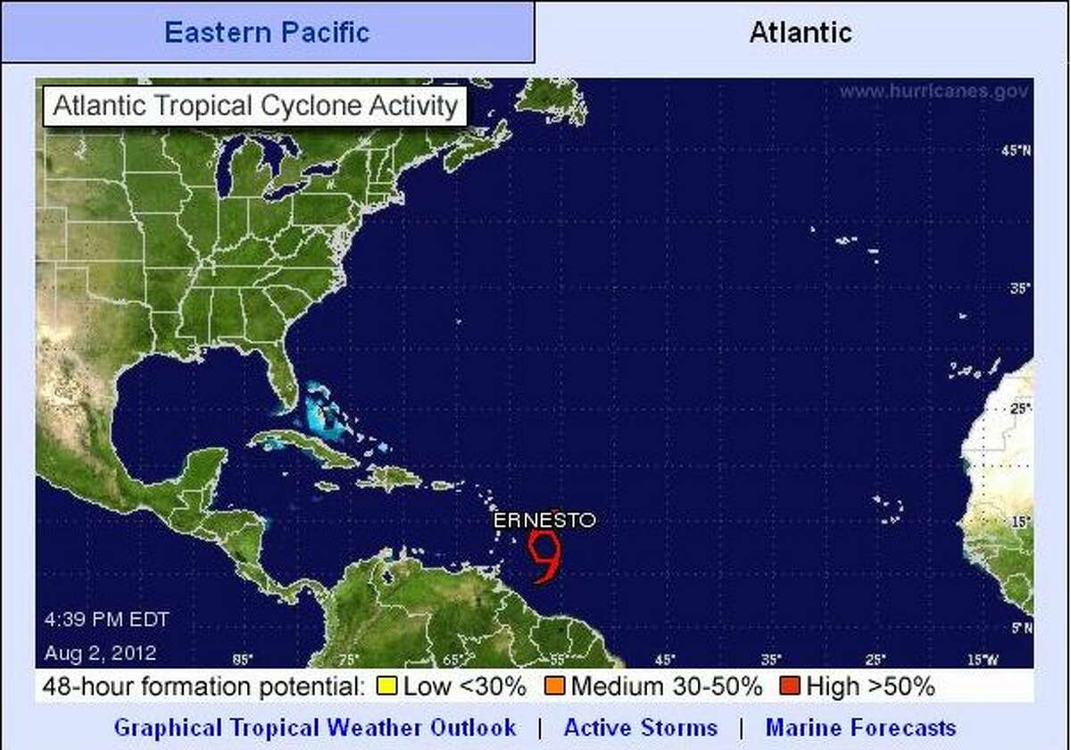 Tropical Storm Ernesto forms, may track toward Gulf