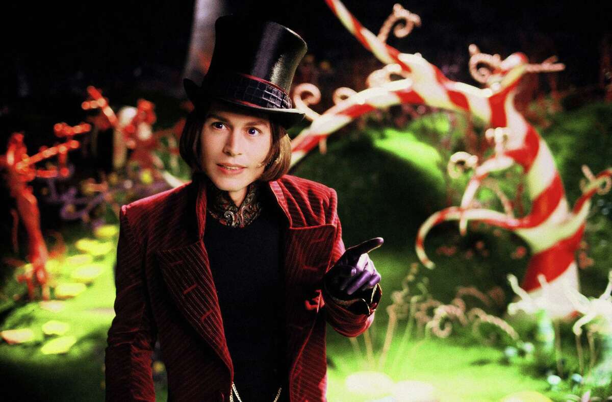 Johnny Depp portrays the character "Willy Wonka" in a scene from ...