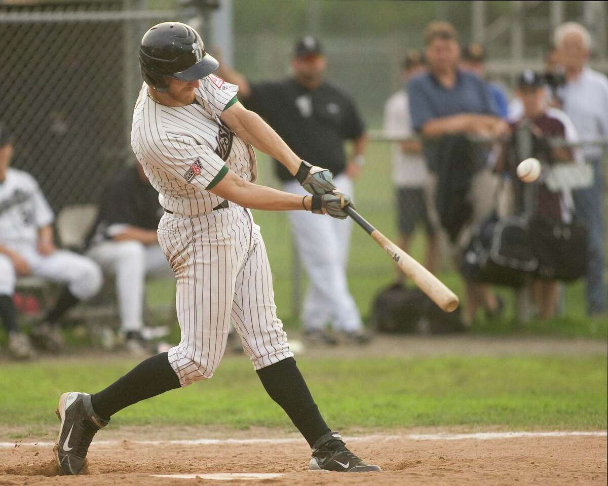 The Westerners' Andrew Garner blasts a three-run homer in the first game of the NECBL Western Division playoffs against the North Adams SteepleCats Friday night at Rogers Park.