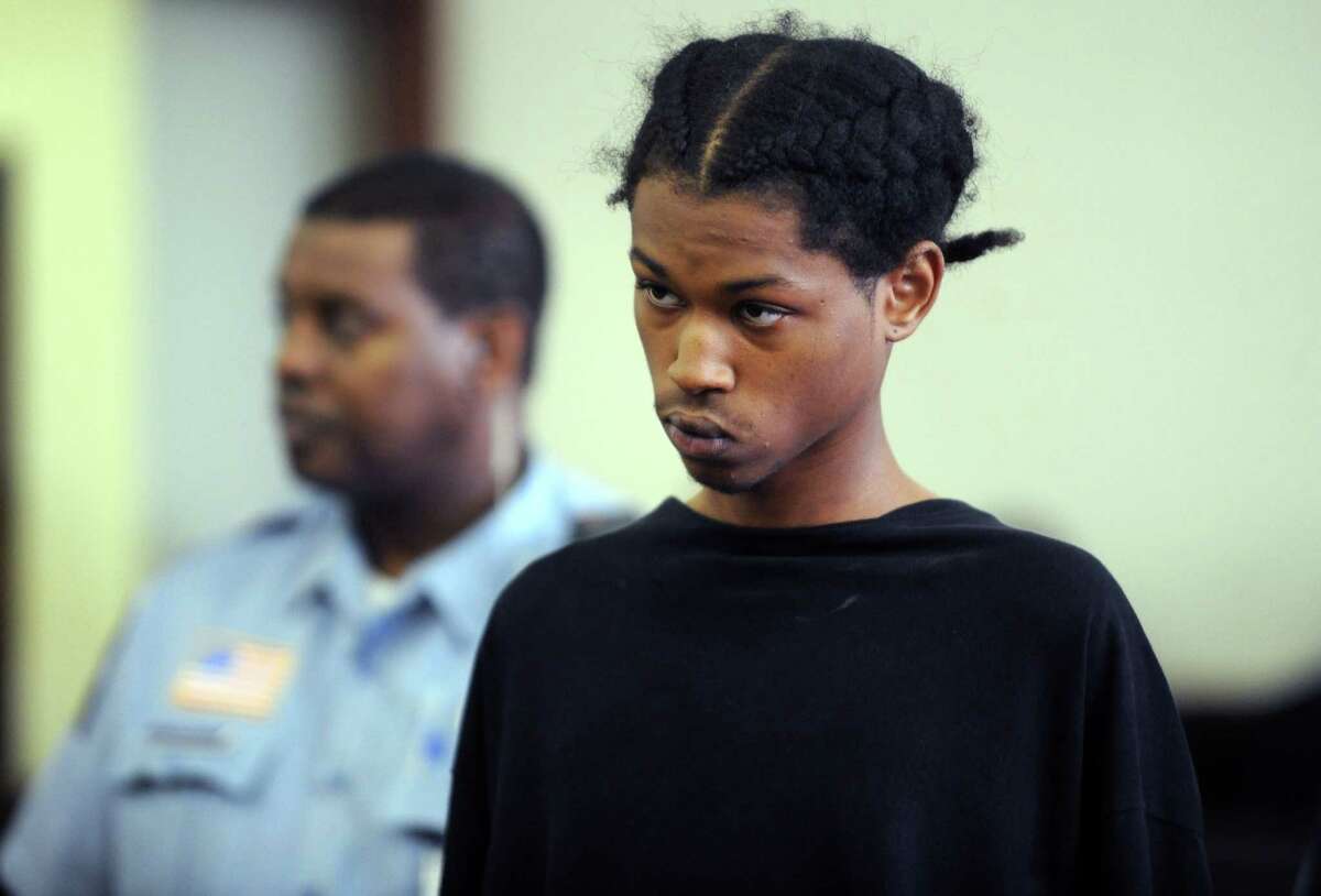 Antwone Sharpe is arraigned in Superior Court in Bridgeport, Conn. Thursday, April 28, 2011 on felony murder charges. Sharpe, 21, pleaded guilty on Thursday Aug. 9, 2012 to felony murder, conspiracy to commit first-degree robbery and risk of injury to a minor.