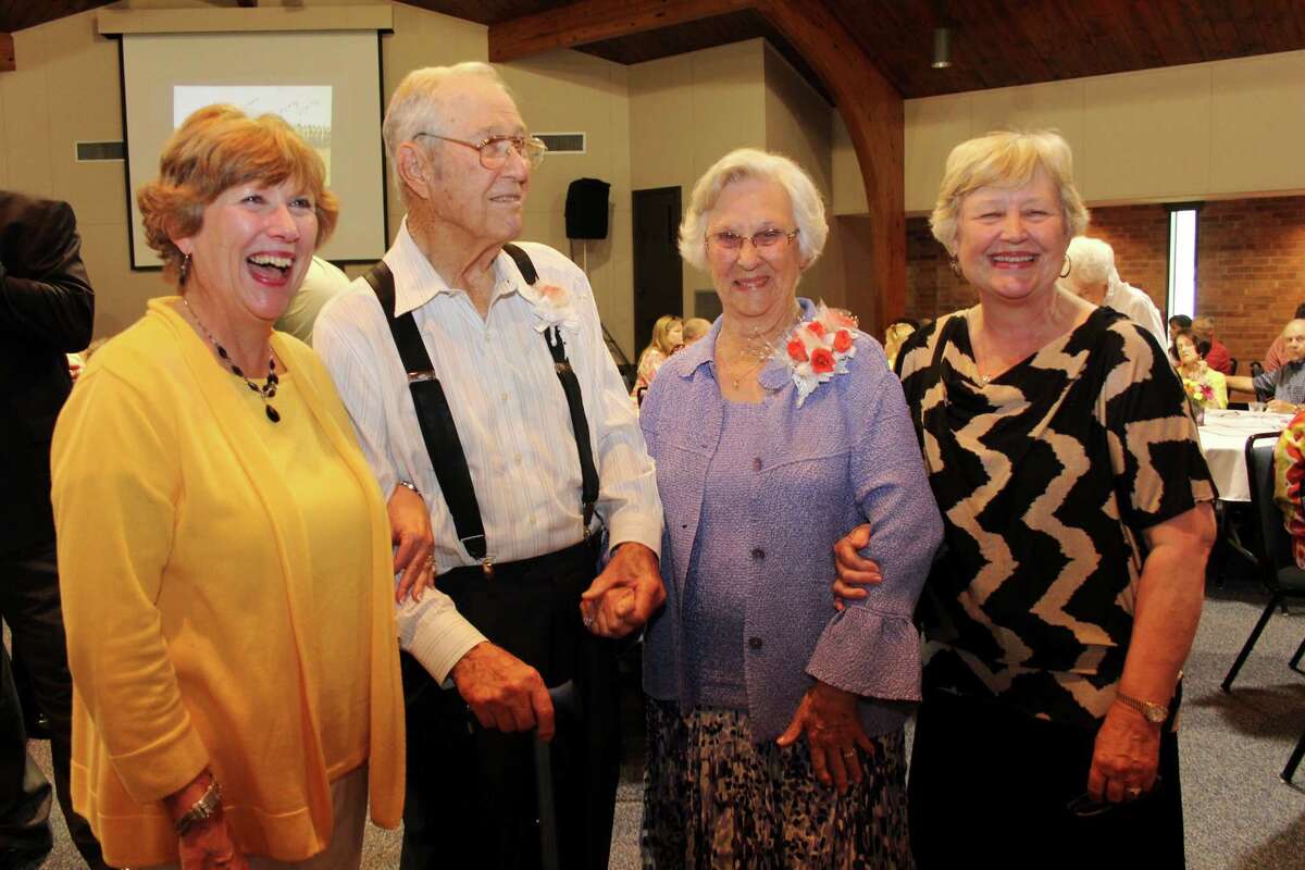 Audrey and Clodis Cox of Katy celebrated their 70th anniversary with their daughters. From left are Vicki Clayton, Clodis and Audrey Cox and Barbara Cox Toler.