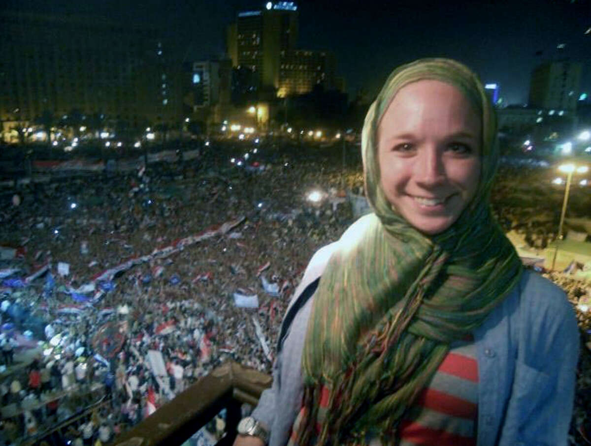 Bridgewater resident Alexa Hopkins, a 209 graduate of Shepaug Valley High School, experiences a major event in Tehrir Square in Cairo, Egypt. July 2012 Courtesy of the Hopkins family