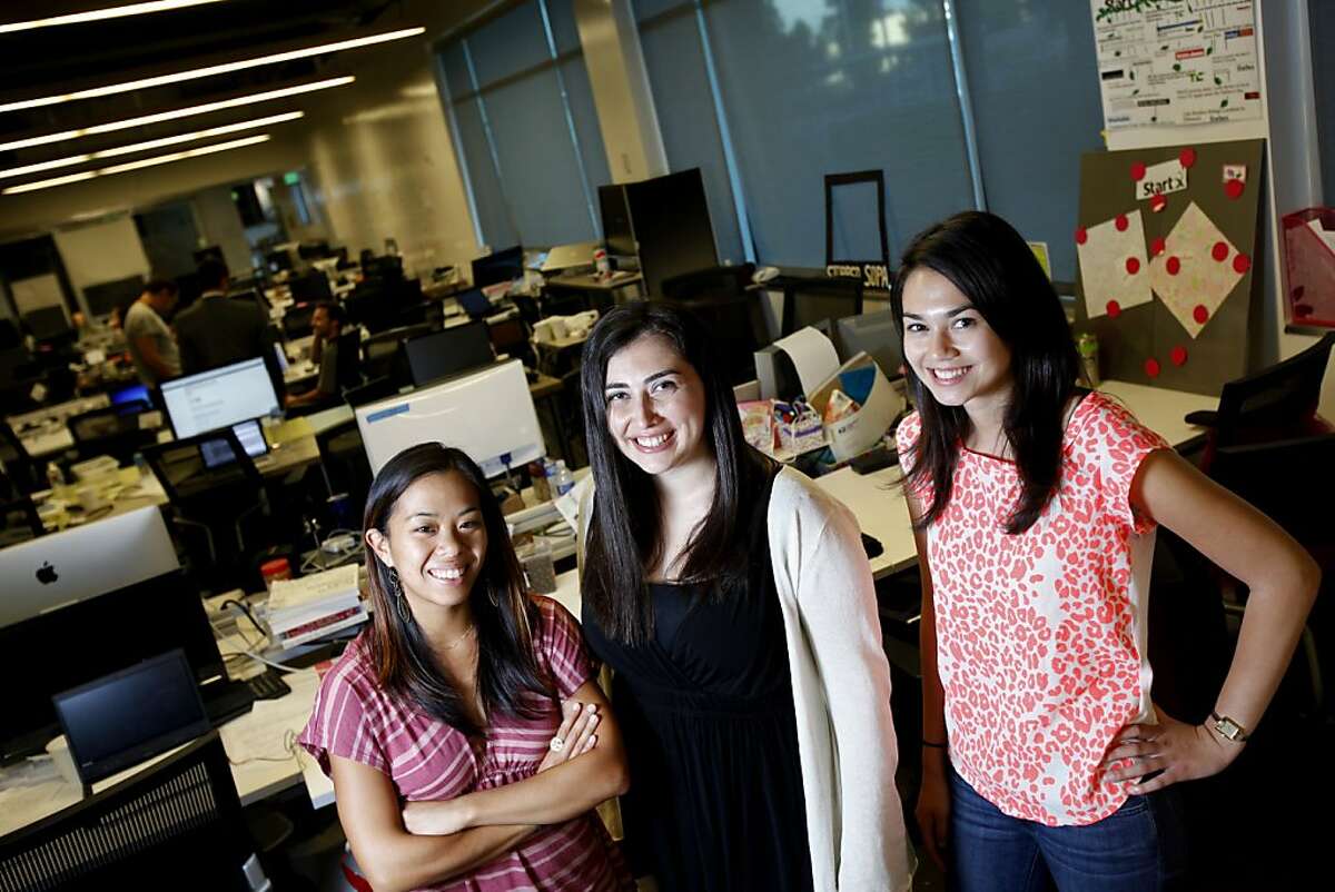 From left, Bettina Chen, Jennifer Kessler, and Alice Brooks are the makers of Roominate, a fully customizable toy house girls build themselves with circuitry, photographed at their offices at the Stanford student startup accelerator in Palo Alto, Calif., Thursday, July 26, 2012.