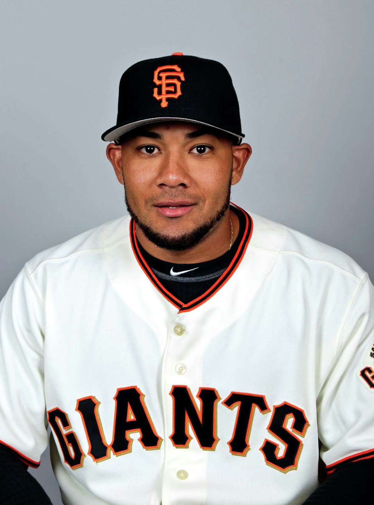 FILE - This March 1, 2012 file photo shows San Francisco Giants baseball player Melky Cabrera. Cabrera has been suspended for 50 games without pay after testing positive for testosterone. The commissioner's office says the suspension is effective immediately. Major League Baseball said on Wednesday, Aug. 15, 2012, that Cabrera tested positive for the banned performance-enhancing substance, which violates MLB's joint drug prevention and treatment program. (AP Photo/Morry Gash, File)