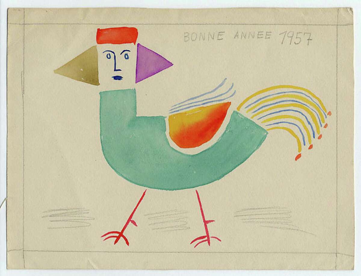 From "Dear John & Dominique: Letters and Drawings from the Menil Archive" at the Menil Aug. 10 - Jan. 6: Victor Brauner, New Year s greeting from artist Victor Brauner, 1957 2012 Artists Rights Society (ARS), New York / ADAGP, Paris. Menil Archives, Manuscript Collection