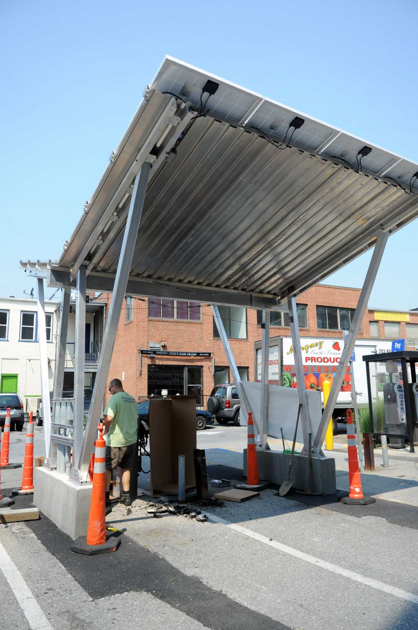 Parking lot gets car charger, solar array