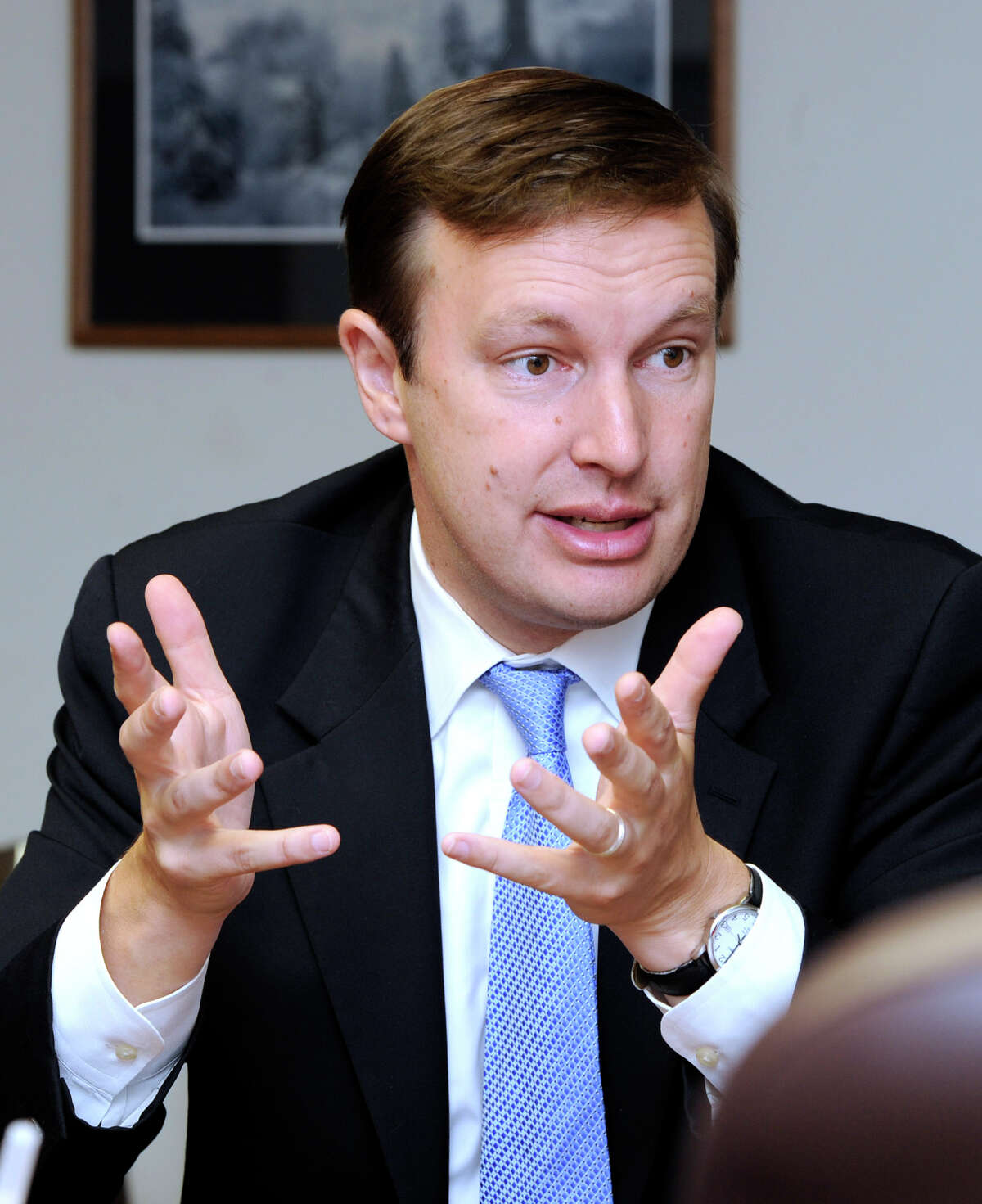 U.S. Rep. Chris Murphy, D-5th, meets with The News-Times editorial board Tuesday, July 3, 2012.