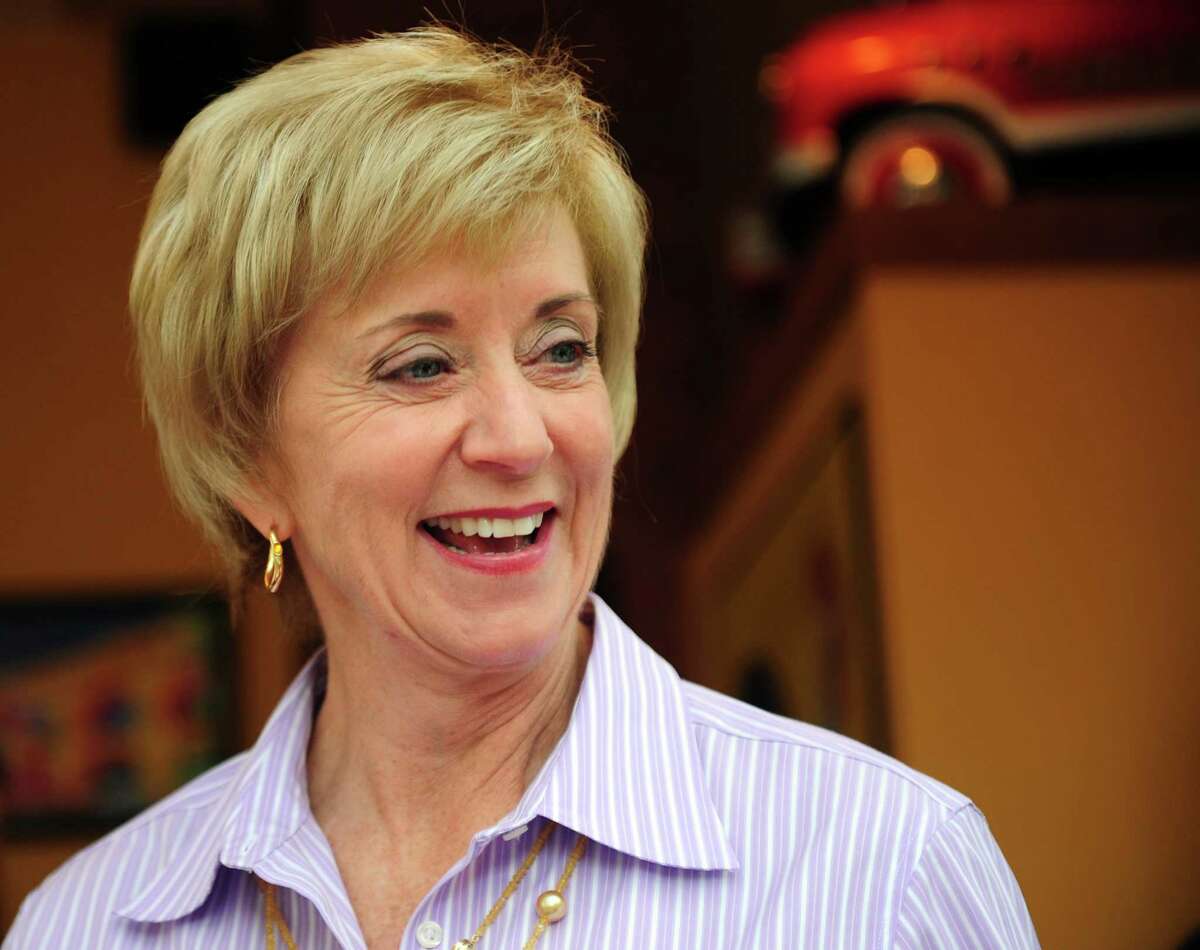 Republican Senate nominee Linda McMahon campaigns in Fairfield with State Senate Republican Leader John McKinney Wednesday, August 15, 2012 to kick off her general election bid.
