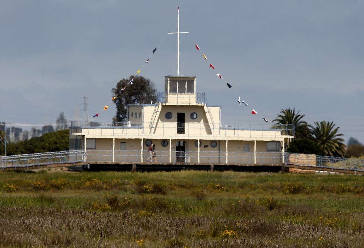 A view of the EcoCenter from across the marsh looking west. The renovation of a 1940 building in Palo Alto, Calif., near the Bay Trail, is now an environmental center.