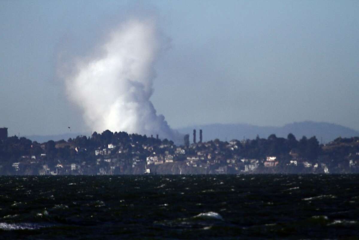 Release of the flammable vapor cloud that led to the fire at the Chevron Oil refinery in Richmond Calif, Aug 6, 2012. By Tony Lee/Special to the Chronicle
