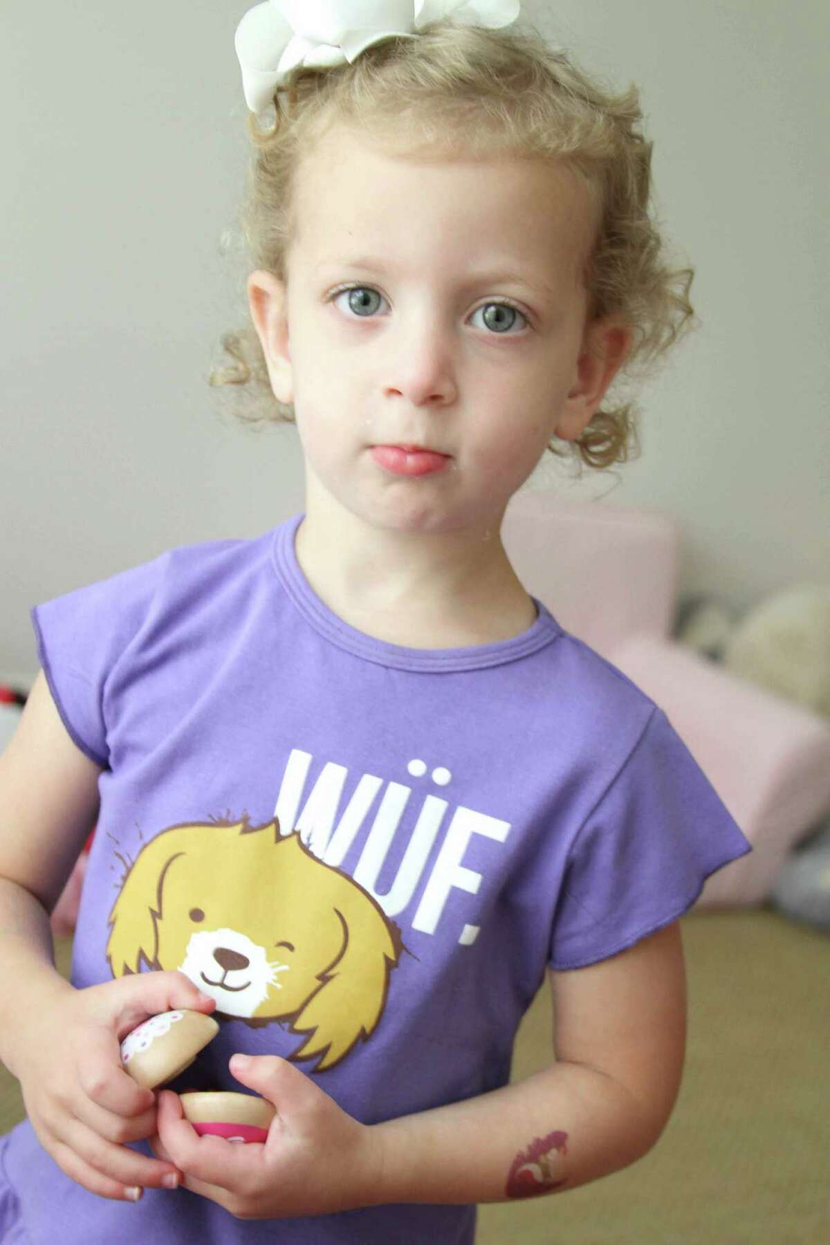 Madison Rose, 3, wears a Cuteheads top.