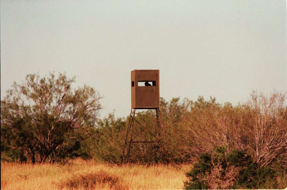 The tower stand is a Texas standard. A hunter, like the one above, could improve his chances by using a back curtain.