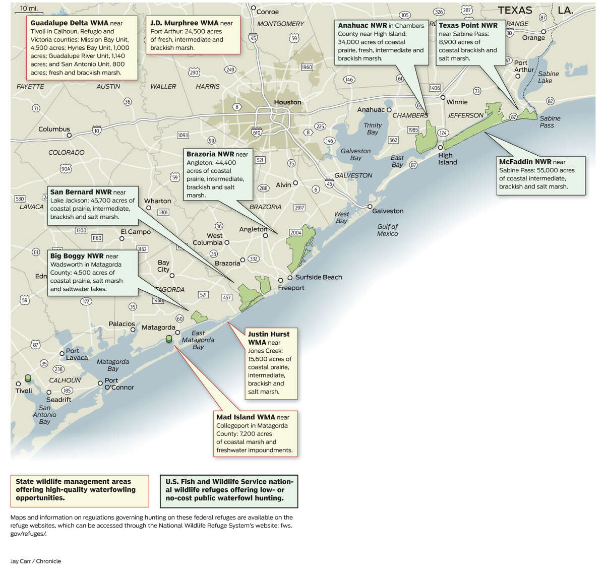 Public hunting areas for waterfowl
