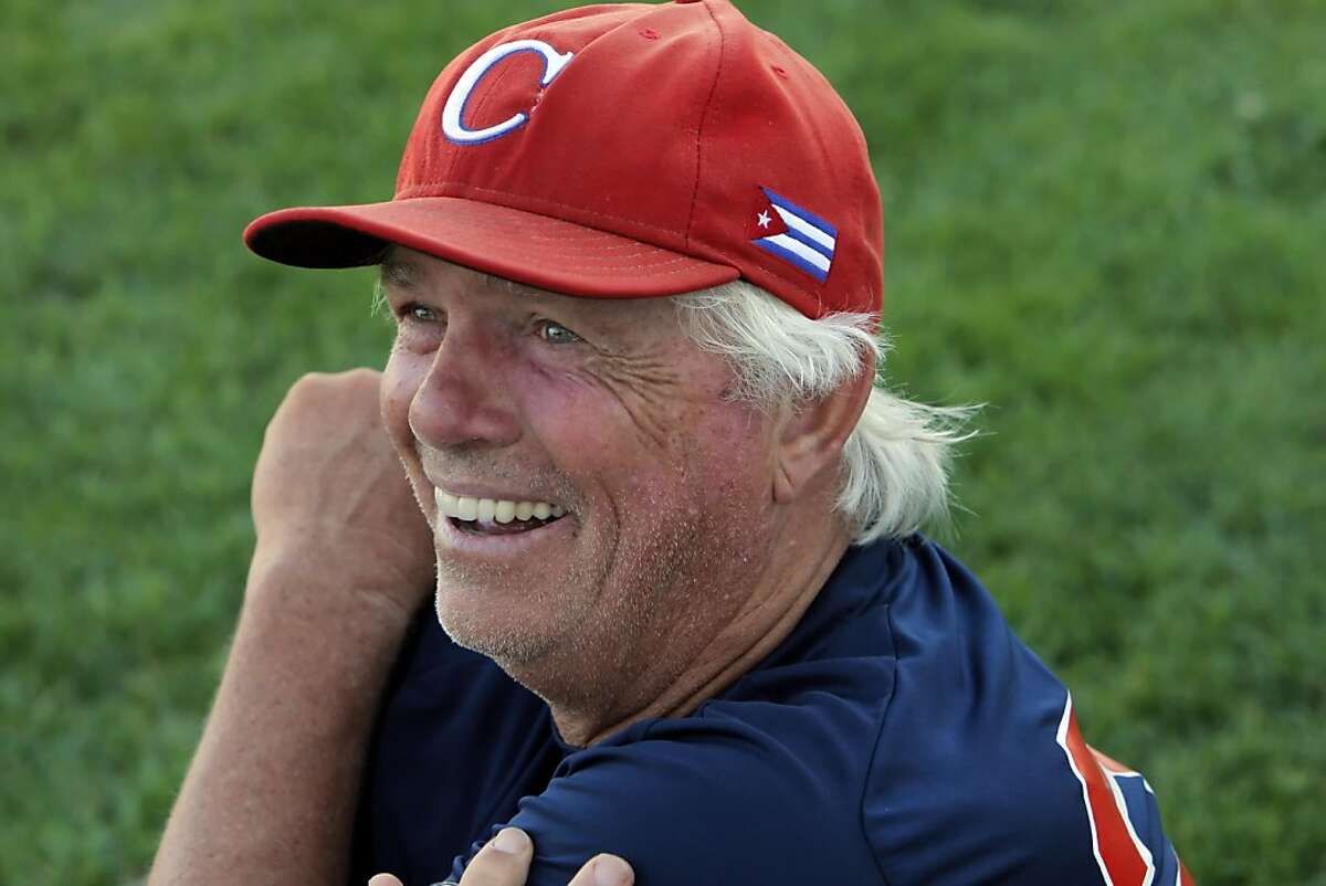 Bill "Spaceman" Lee smiles after taking batting practice at Albert Park in San Rafael, Calif., on Wednesday, August 22, 2012. Lee hopes to become the oldest man to win a professional baseball game when he takes the mound on Thursday for the San Rafael Pacifics.