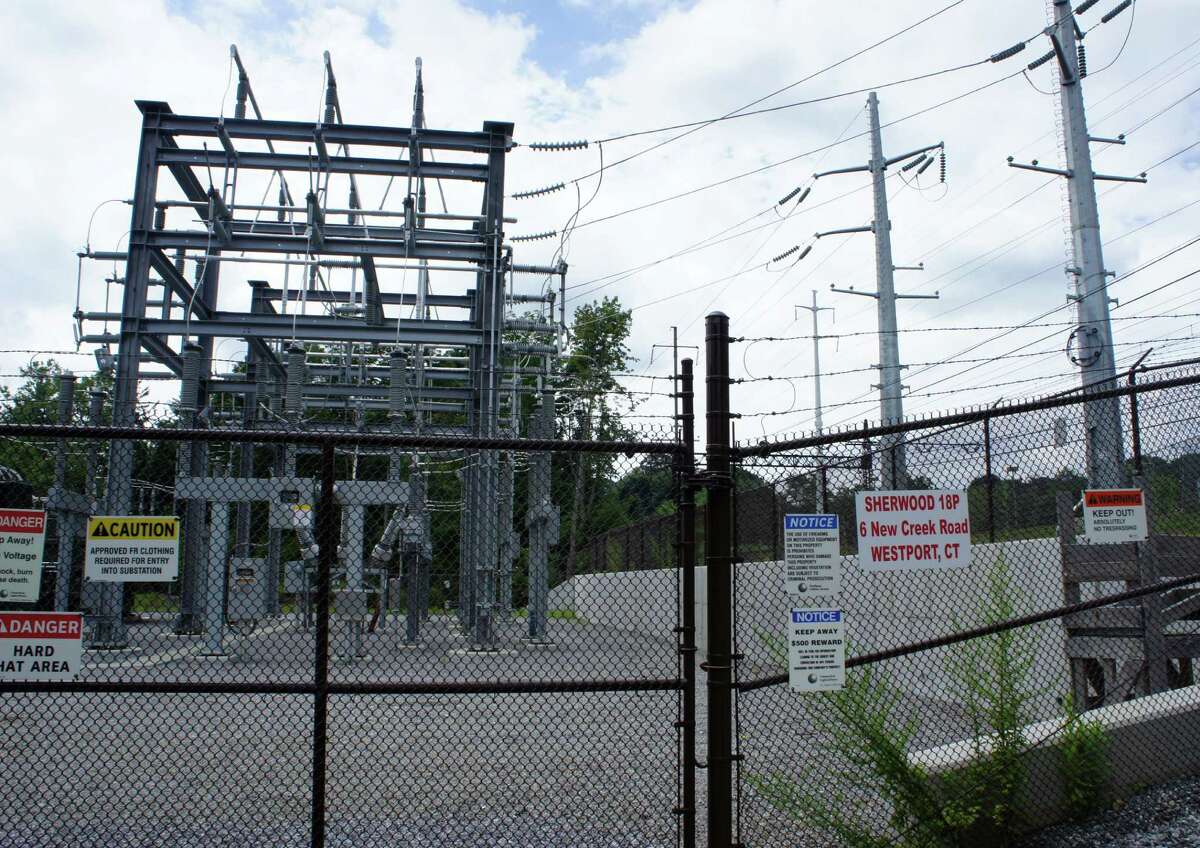 A view of Connecticut Light & Power's new substation, 18P, at 6 New Creek Road, which stands across the street from the Green's Farms Metro-North train station.
