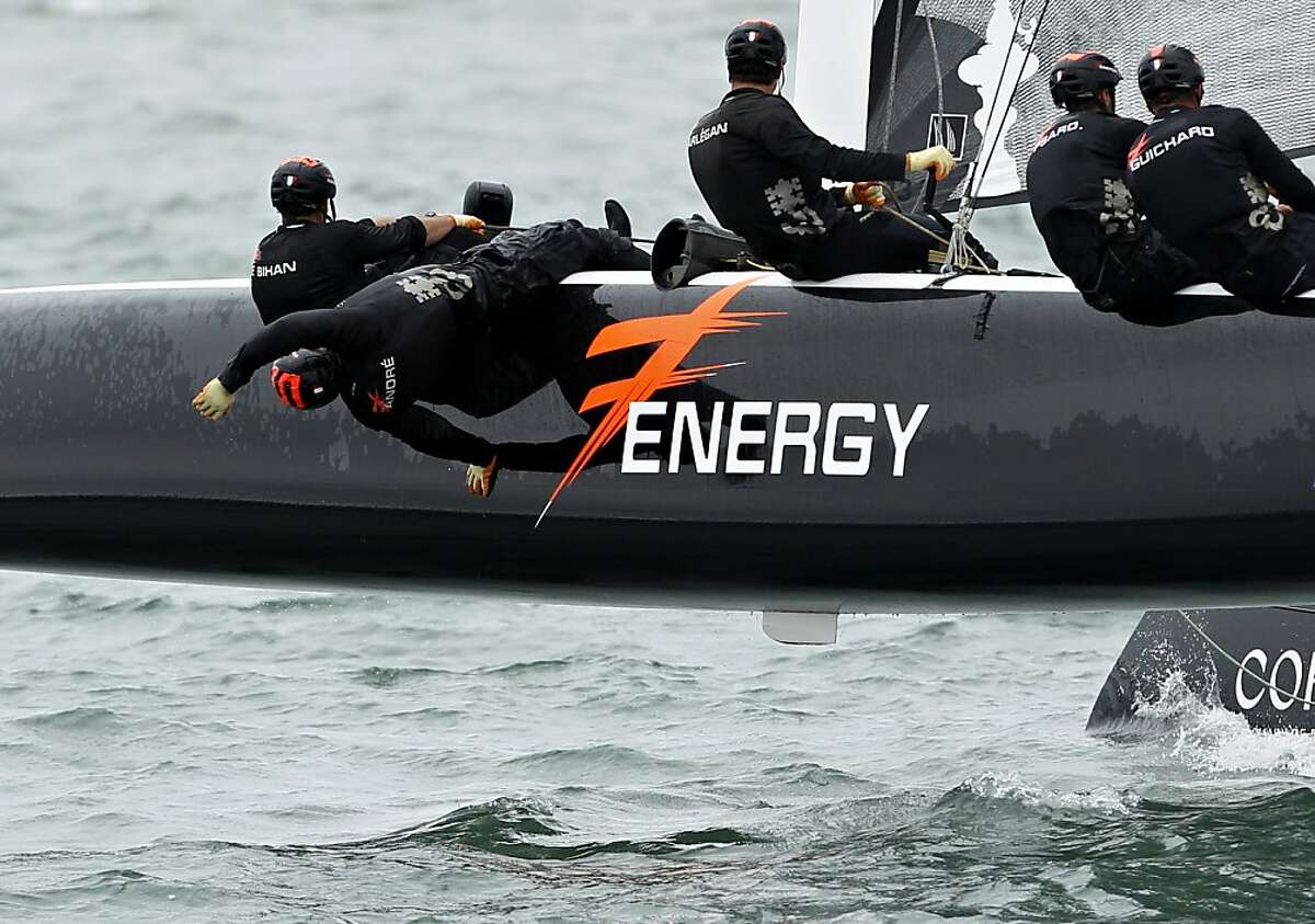Energy Team competes in the second round of the fleet racing portion of the America's Cup World Series on Saturday, August 25, 2012 in San Francisco, Calif.