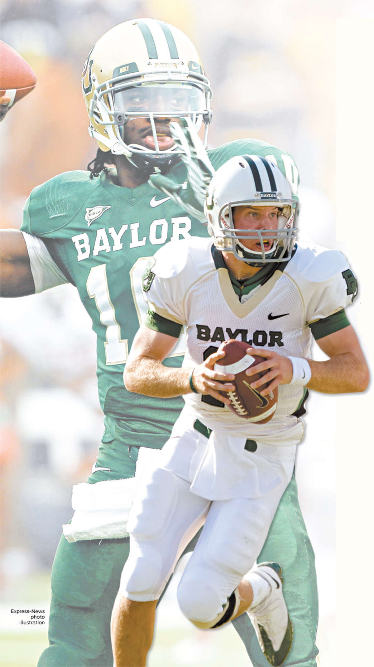 Nick Florence (front) has been tasked with following Robert Griffin III’s (back) legacy at Baylor.