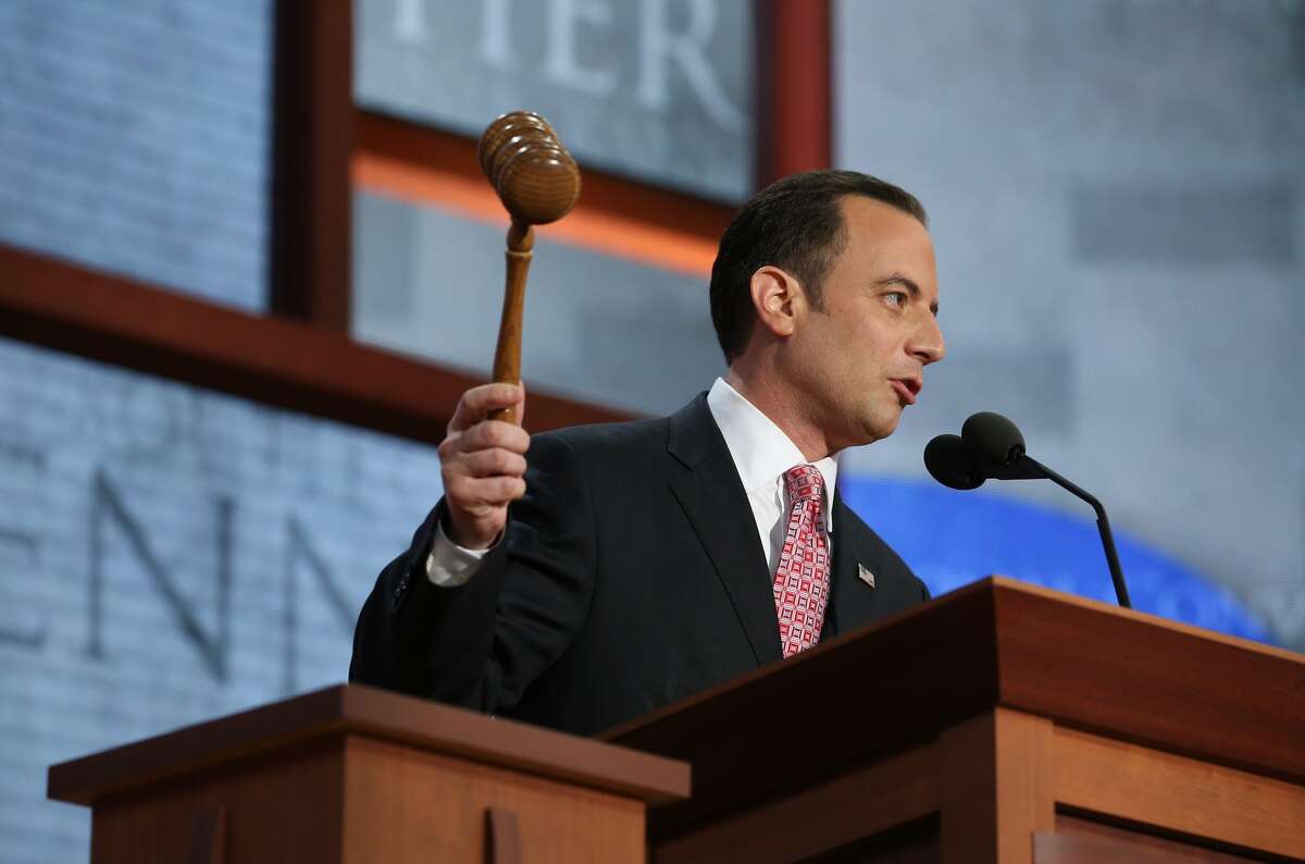 TAMPA, FL - AUGUST 27: RNC Chairman Reince Priebus bangs the gavel to start the Republican National Convention at the Tampa Bay Times Forum on August 27, 2012 in Tampa, Florida. The RNC was scheduled to convene Monday, but will hold its first full session Tuesday after being delayed due to Tropical Storm Isaac. (Photo by Chip Somodevilla/Getty Images) (Chip Somodevilla / Getty Images)