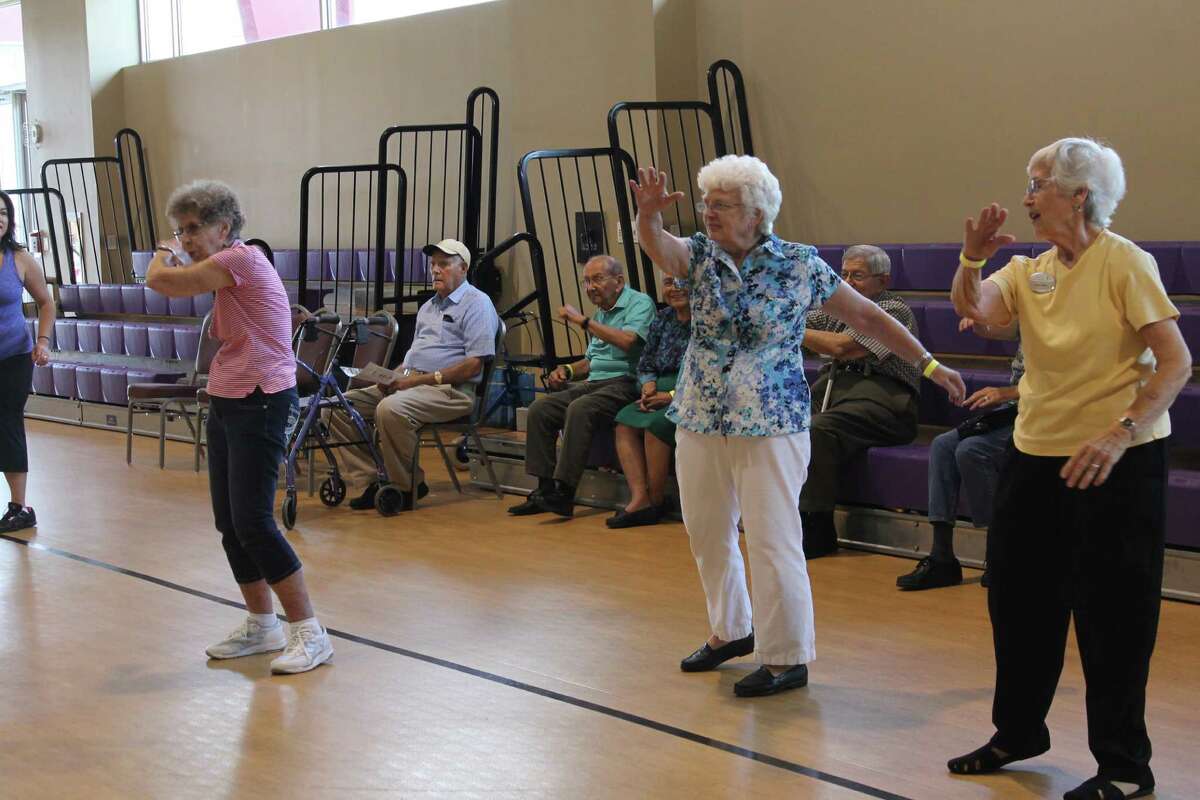 Senior citizens participate in a Zumba class at Morgan's Wonderland during Senior Fridays.