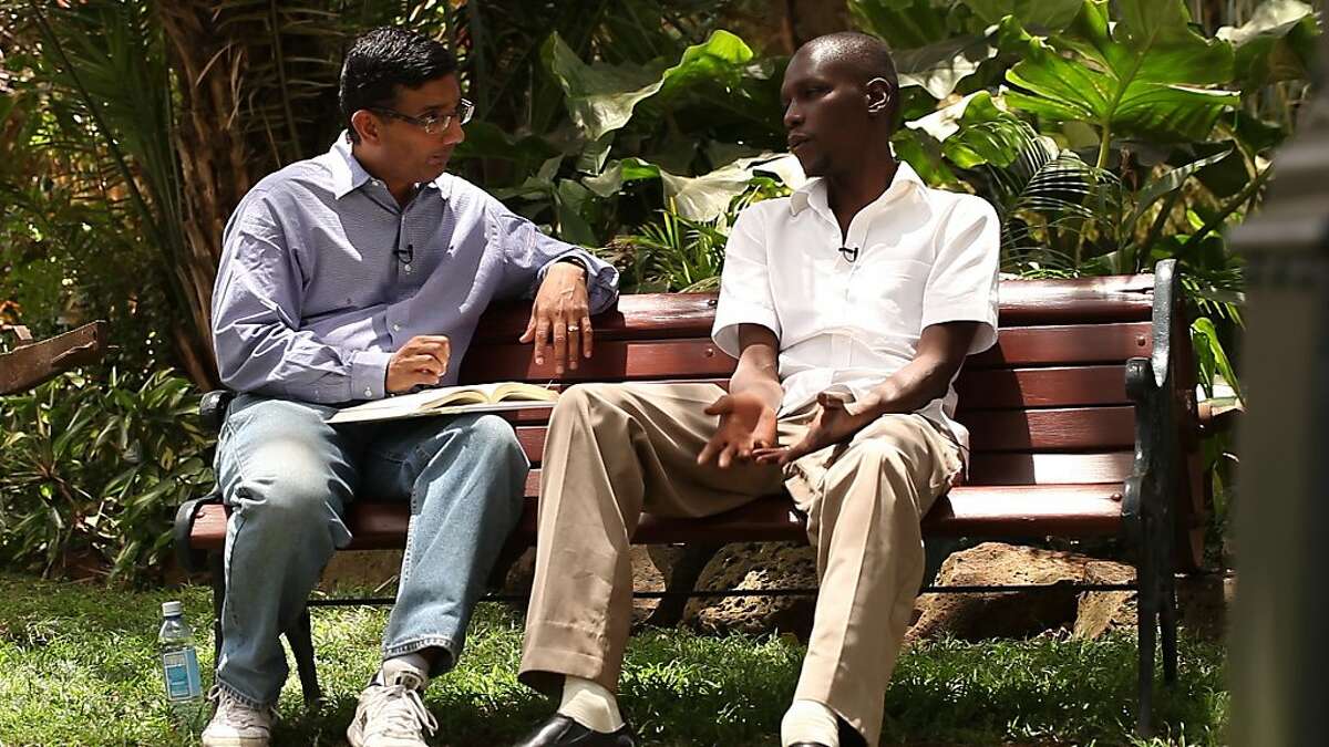 Dinesh D'Souza appears in scene with George Obama, President Barack Obama's half-brother, in the film, "2016: Obama's America."