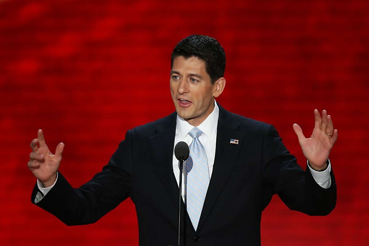 TAMPA, FL - AUGUST 29: Republican vice presidential candidate, U.S. Rep. Paul Ryan (R-WI) speaks during the third day of the Republican National Convention at the Tampa Bay Times Forum on August 29, 2012 in Tampa, Florida. Former Massachusetts Gov. Former Massachusetts Gov. Mitt Romney was nominated as the Republican presidential candidate during the RNC, which is scheduled to conclude August 30.