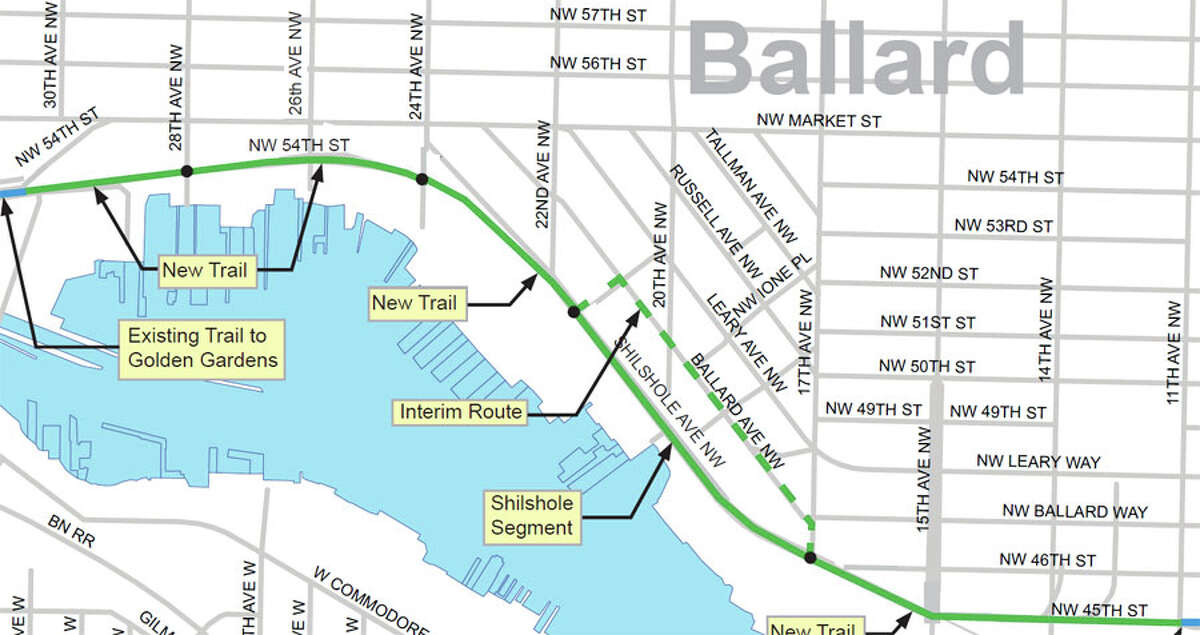 The map of the controversial "missing link" placement in Ballard.