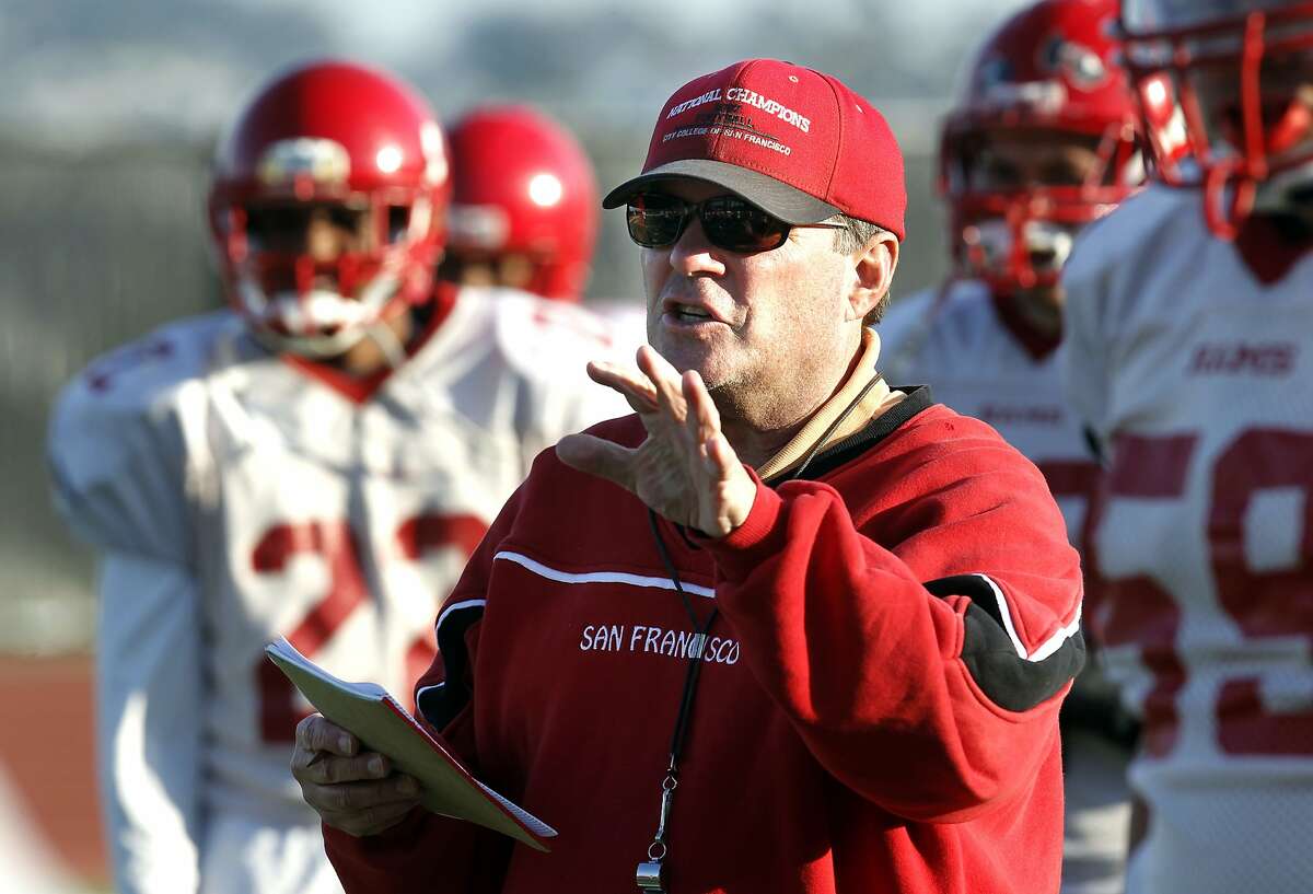City College of San Francisco's football coach, George Rush during practice in San Francisco, Ca., on Wednesday December 7, 2011. Rush a very successful coach is advancing the team to the state championship game this weekend.