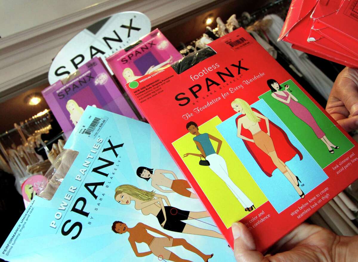 Donna Goetz, owner of the Hope Chest (lingerie boutique) in Haverford, Pennsylvania, displays some earlier Spanx products (in foreground), August 17, 2012. (Elizabeth Robertson/Philadelphia Inquirer/MCT)