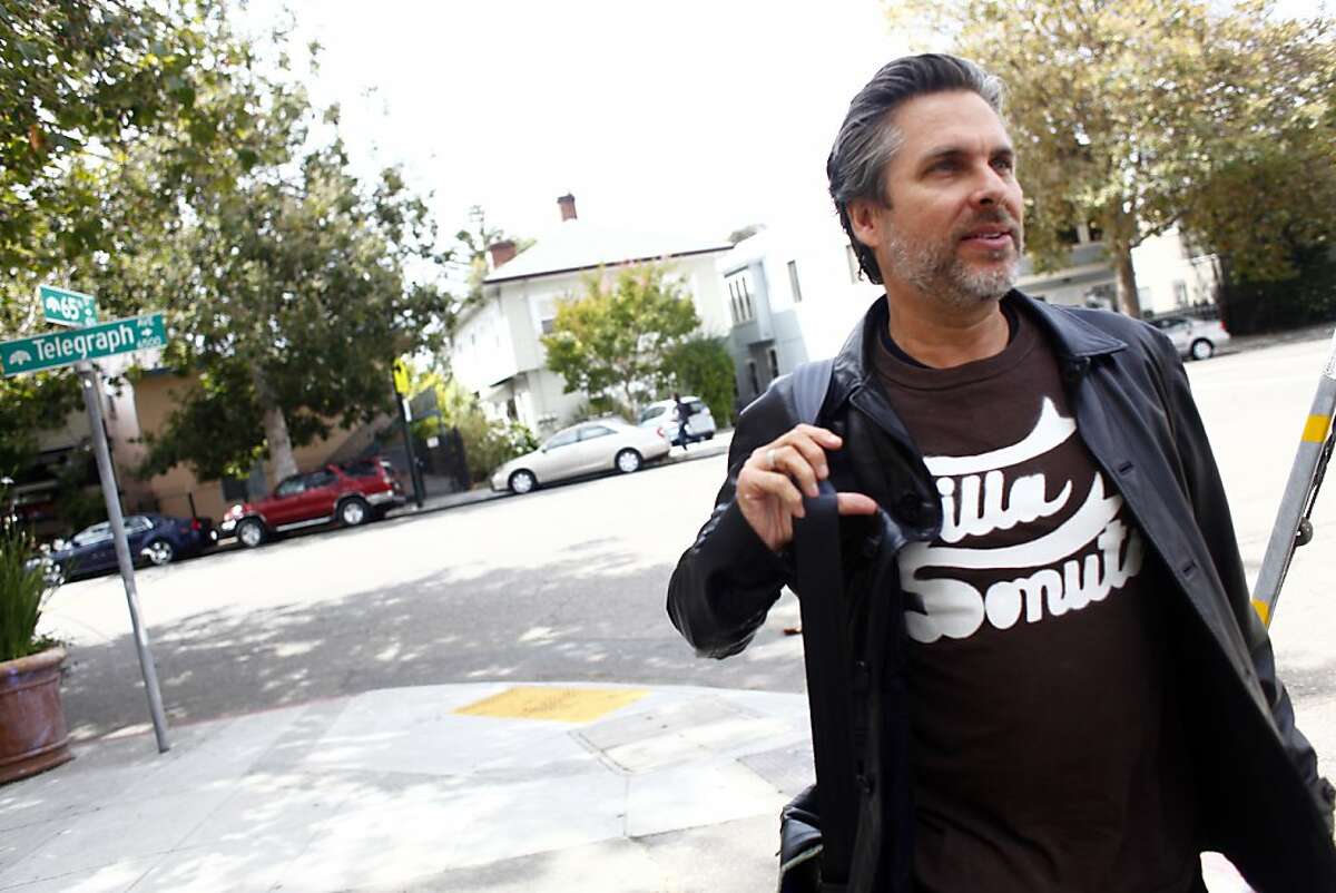 Author Michael Chabon leaves the record store, "Stranded" on Wednesday, September 5, 2012 in Oakland, Calif. Chabon's new book "Telegraph Avenue" takes place in a record store.